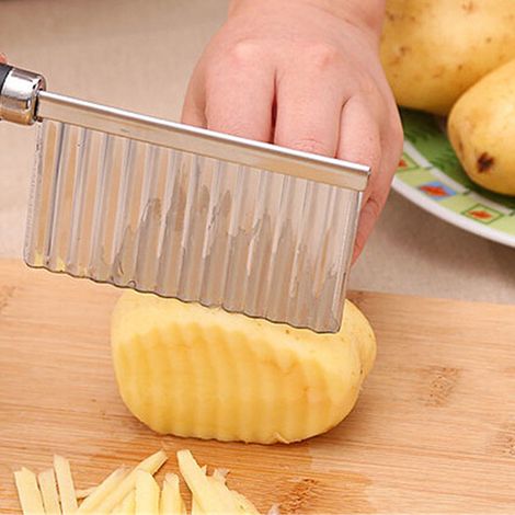 Couteau ondulé pour pommes de terre, coupe froissé, hachoir ondulé, trancheur de frites, salade de légumes, en acier inoxydable (1/5)