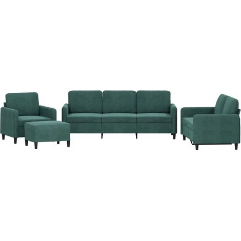 Maison Exclusive - Set di Divani 4 pz Verde Scuro in Velluto