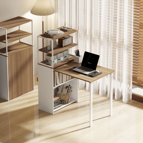 Table pliante avec 4 étagères - 105 x 60 x 127 cm - bois naturel - meuble multifonction pour la maison - Robuste (1/4)