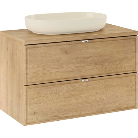 Waschtisch 80cm Elias mit 2 Schubladen, Holzoptik (1/5)