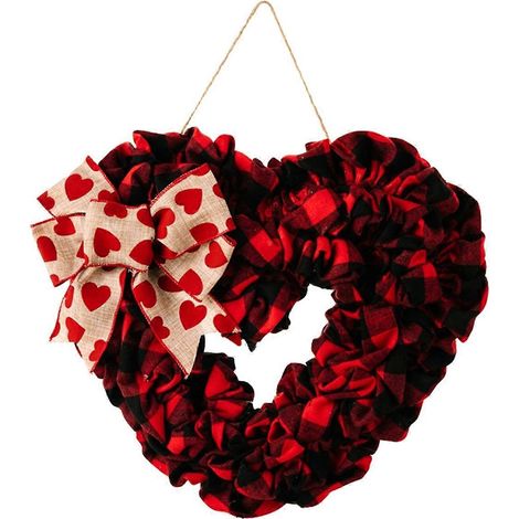 Couronne de porte en forme de cœur pour la Saint-Valentin, pour porte d'entrée de maison de ferme. (1/5)
