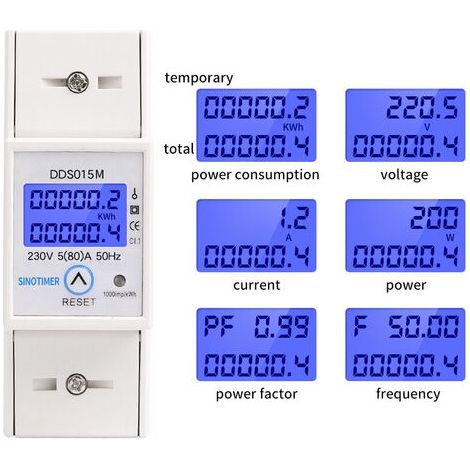 Compteur d'énergie, compteur d'électricité, compteur d'énergie numérique DDS015M, compteur d'énergie monophasé à affichage numérique, compteur de courant électrique réinitialisable-AquaForge (1/4)