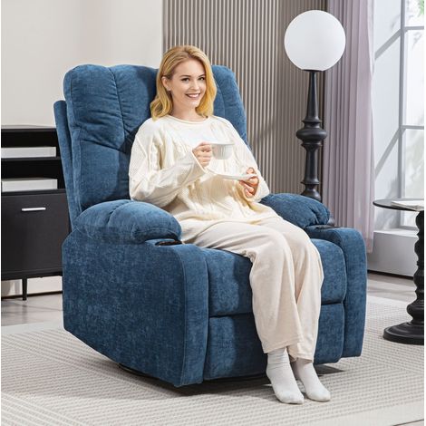 Poltrona relax girevole e reclinabile con poggiapiedi, portabicchieri e molle insacchettate (1/5)