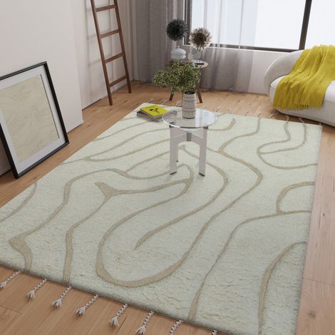 Tapis en laine Kasbah - Tapis en laine  - 290x190cm, Rectangular - 100% Laine vierge - Tufté main - Blanc
