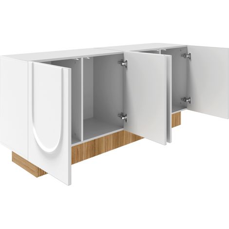 Buffet moderne 4 portes 160 x 75 x 38 cm blanc et bois HOMVRA (1/5)