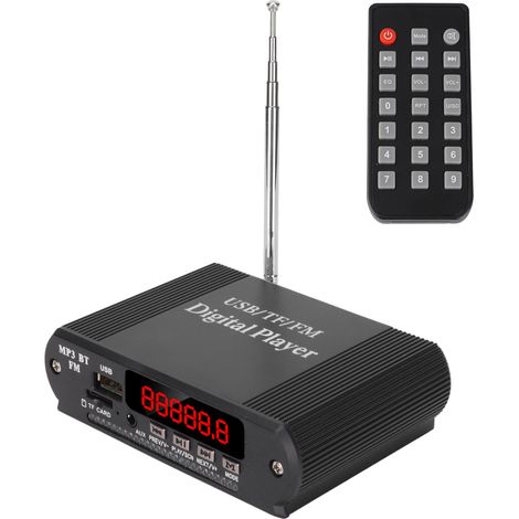 Lecteur MP3 3 en 1 avec amplificateur de puissance, radio, Bluetooth 5.0 et télécommande (noir) (1/5)