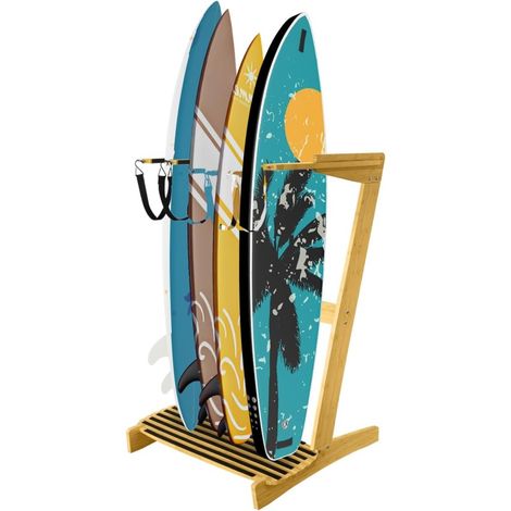 Surfboard-Wandregal für 3 Boards aus Stahl mit Schaumstoffschutz – SUP-Longboard-Surfbrett-Halterung