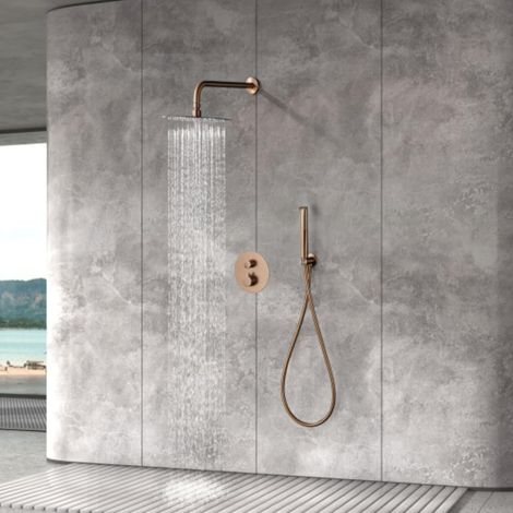 Conjunto ducha termostático empotrado Nápoles oro rosa cepillado (1/5)