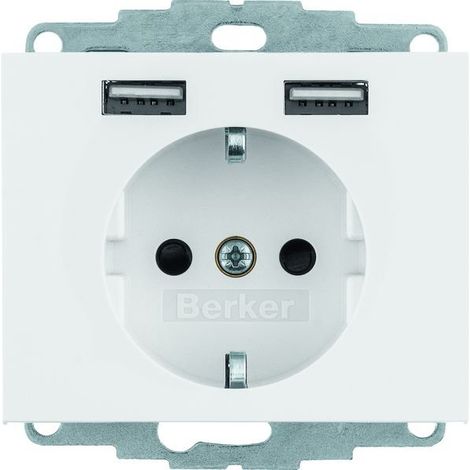 Berker Prise USB élégante blanche avec 2 ports USB (1/2)
