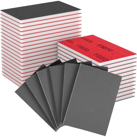 Éponge de Ponçage 32PCS, Bloc de Mousse Abrasive Flexible, Grains 3000, Tampons Abrasifs Lavables et Réutilisables pour Bois, Métal, Meubles, Mur (70x100mm) (1/5)