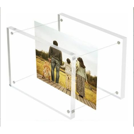 Cadre photo en acrylique transparent, sans cadre, double face, à poser, pour bureau (1/5)