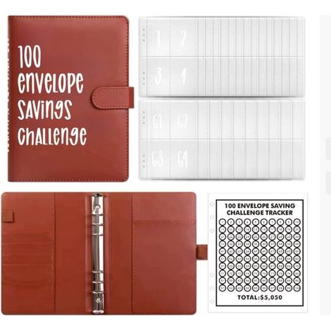 Pochette d’épargne – 100 enveloppes – A6 – Rouge – Défi d’épargne – Gestion d’argent – Famille et étudiants