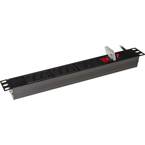Link LK10052IT Multipresa 9 Prese Femmina Iec C13 Per Armadi Rack 19 Con Spina Italiana 16A, Nero (1/3)