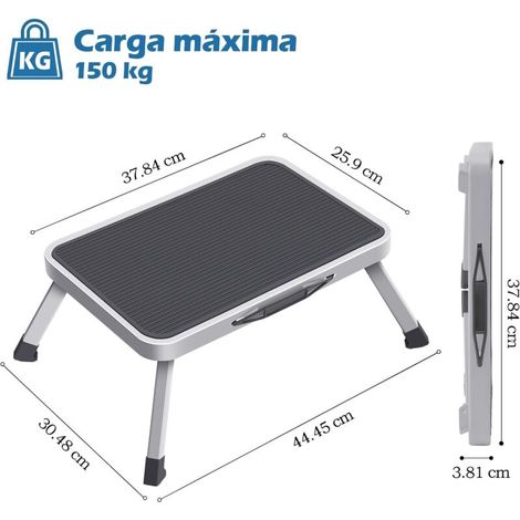 Taburete plegable de 1 peldaño, taburete plegable de acero, pequeña escalera plegable para sala de estar, cocina, baño, biblioteca, 46x31x17,5 cm (1/3)