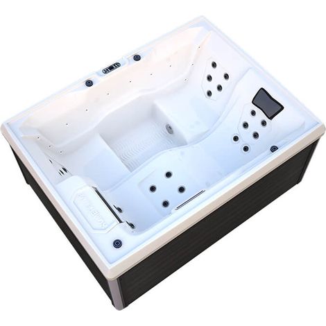 Home Deluxe - Bañera de hidromasaje exterior STREAM PURE 211 x 156 cm para 3 personas Equipamiento: Pure