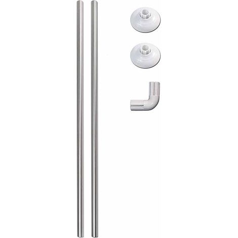 Bastone per Tenda Doccia Universale Regolabile angolare con aste 80 cm Argento Asta per Tende (1/3)