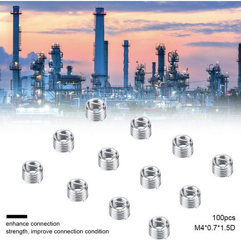 100 pièces inserts hélicoïdaux filetés en acier inoxydable SS304 enroulés, pour vis M4 (M4x0.7x1.5 D) (1/5)