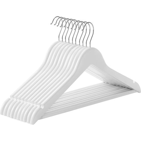 Set mit 10 Kleiderbügeln aus Massivholz. Schulterkerben. Rutschfester Kleiderbügel. (1/5)