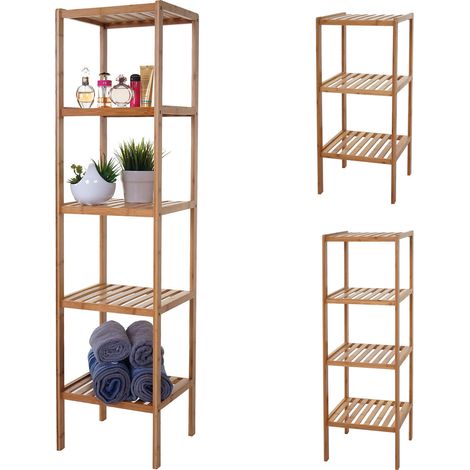 Étagère de salle de bains HWC-B18, Armoire, Bambou - 140x34x33cm (1/5)