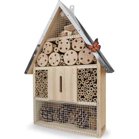 Hotel A Insectes XL avec Toit Métallique - Bois Non Traité, Maison pour Abeilles, Papillons - Hôtels à Insectes avec Aide à La Nidification - Hotel Insecte Extérieur.
Marque : WILDLIFE FRIEND