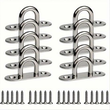 Edelstahl-Schraubhaken und 20 Befestigungsschrauben, M5-Ösenplatte mit Ring, für Schiffsausrüstung, Wand- und Deckenbefestigungen (1/5)