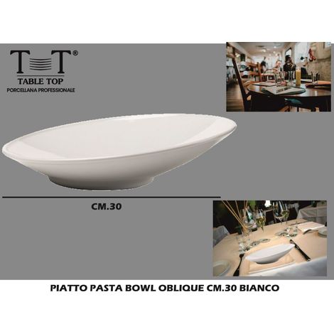 1 Pezzo Piatto Pasta da Tavola Bowl in Porcellana Oblique 30 cm