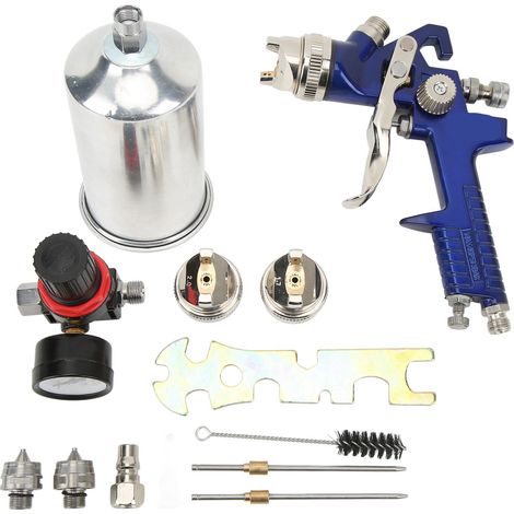 Kit pistolet à peinture gravitationnel HVLP basse pression haut débit avec buses 1.4 1.7 2.0mm pour automobile mur meuble (1/5)