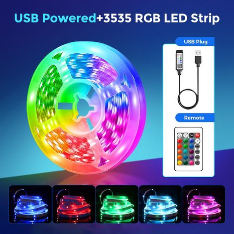 Bande lumineuse LED 3 m, bande lumineuse LED RVB 24 V, application et télécommande, synchronisation de la musique, mode minuterie, convient pour chambre à coucher, salle de jeux, fête, festival (1/4)