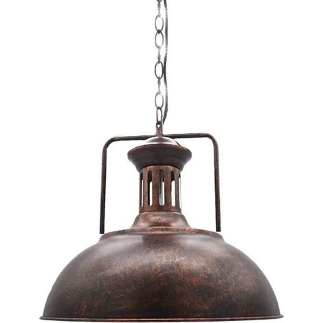 U-DO Lustre Vintage Cage en Fer Rouille 33cm Suspension Filaire Lampe Intérieur Industriel pour Cuisine Bar (1/4)