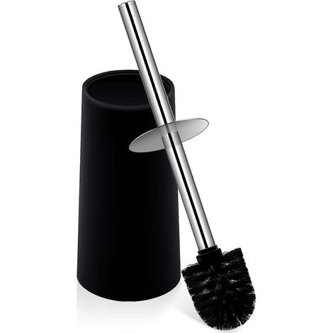 Brosse WC, brosse WC avec support, brosse cuvette WC avec manche en acier inoxydable, poils résistants pour un nettoyage en profondeur (1/4)
