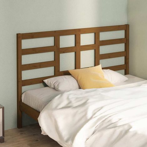 vidaXL Cabecero de cama madera maciza de pino marrón miel 126x4x104 cm (1/5)
