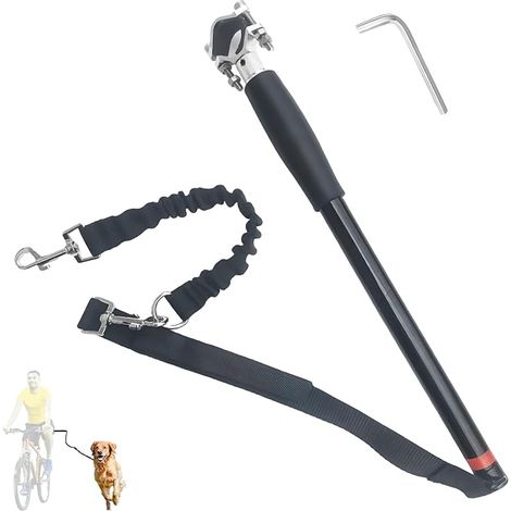 Laisse de vélo pour chien : laisse d'exercice rétractable, mains libres, avec clé hexagonale et joint en caoutchouc, entraînement pour chiens (1/5)