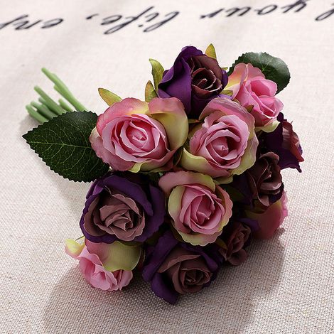 Bouquet de roses artificielles de 24 têtes, fleurs en soie avec tige-AquaForge (1/5)