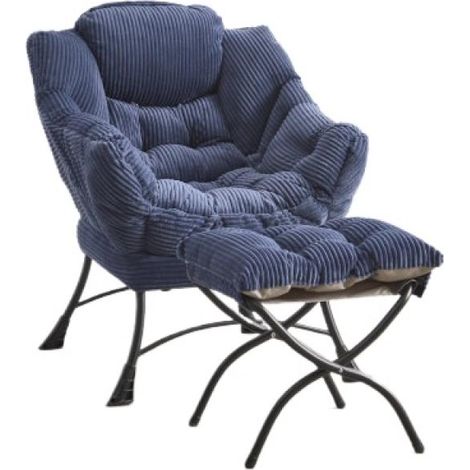 Fauteuil relax avec repose-pieds et poche, structure en acier (1/3)