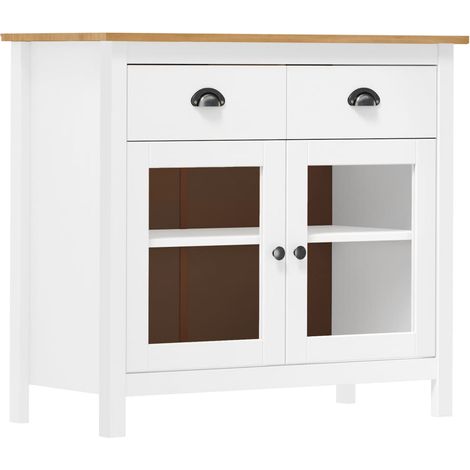 Buffet Hill Range Blanc 90x40x80 Bois de pin solide 2 (1/4)