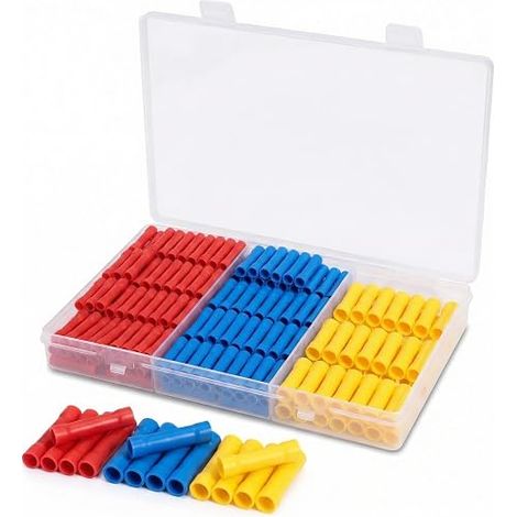 Connecteurs à Sertir 0,5–6 mm², Manchons de Jonction Isolés Boîte Rangement, Électriques Rouge/Bleu/Jaune Auto, Moto, Maison Électricité (1/5)