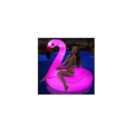 Aufblasbare Flamingo-Schwimmhilfe mit Solarlicht, große aufblasbare Pool-Schwimmhilfe für Erwachsene (106 x 106 x 91 cm) (1/5)