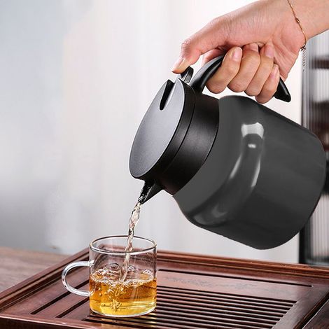 Bouilloire isotherme de 1000 ml avec fonction de séparation eau/café, verseuse isotherme amovible pour thé et café, pour un usage domestique, noire (1/5)