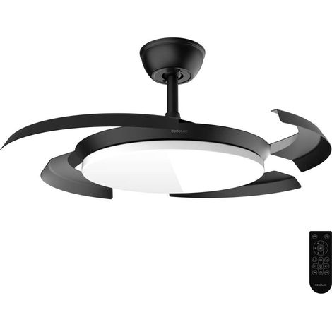 Cecotec Ventilateur de plafond invisible EnergySilence Aero 4500 Puzzle noir avec éclairage et pales rétractables