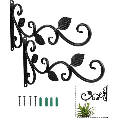LaBlanc - 2 ganci da parete per piante, supporto per vasi di fiori, a forma di foglia, da appendere alla parete per giardino, balcone, lanterna, cancello, decorazione