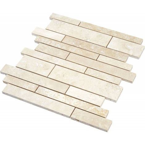 Decoon – Mosaïque en travertin beige vieilli – À coller pour salle de bains et hammam – Décoration intérieure élégante – Tesselles 30x30mm