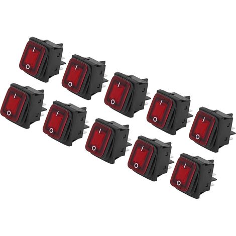 10 Interrupteurs à Bascule ON/OFF 2 Positions 30A 250V AC avec Indicateur LED Rouge 4 Broches pour Applications Marines (1/5)