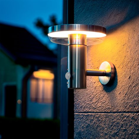 Aplique de Pared Exterior Solar LED 5W Acero Inoxidable con Sensor de Movimiento Barton Plateado