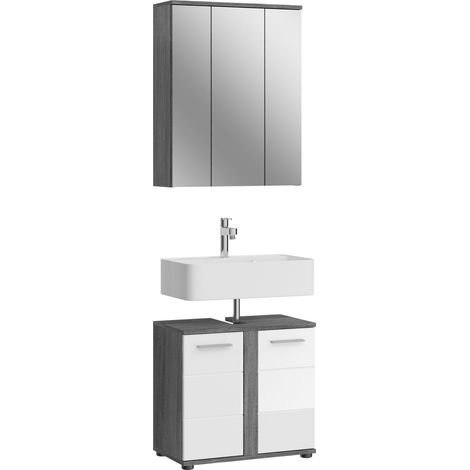 Blake ensemble de meubles de salle de bains B1 blanc brillant, gris. (1/4)