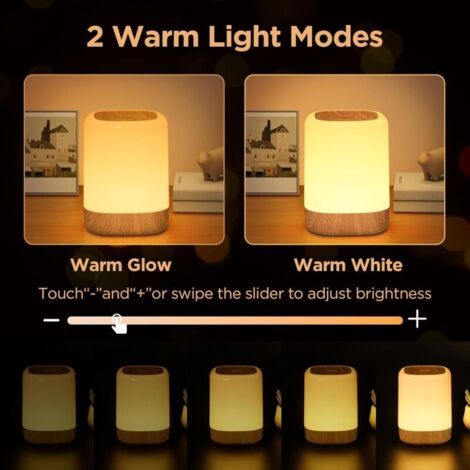 Lampe de Chevet Tactile, LED Veilleuse Bébé, Lumières Chaudes et 256 Couleurs RVB Changeantes, Veilleuse Rechargeable, avec Minuteur, Lampe de Table Sans Fil pour Chambre, Salon à poser (1/3)