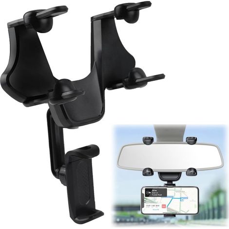 Support de téléphone pour rétroviseur de Voiture, Accroche Telephone Voiture,Attache Telephone Voiture,360° pivotant et rétractable (1/5)