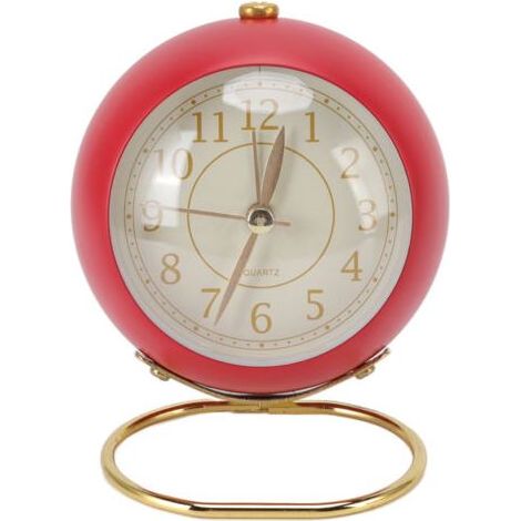 Réveil rétro silencieux, décoratif, Base ronde, petit réveil à Quartz avec veilleuse d'ambiance pour chambre à coucher (1/4)