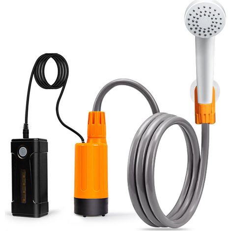 Ducha portátil para acampar, bomba de ducha para acampar, bomba de ducha portátil, bomba de agua para cubo con cabezal de ducha estable y suave, para acampar, viajar y al aire libre.