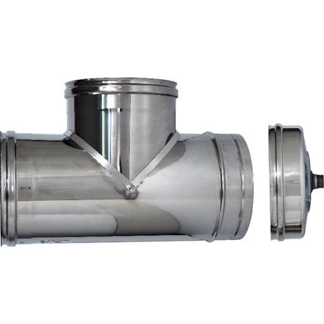 RACCORDO A T INOX AISI 316L PER STUFE + TAPPO Ø cm. 8