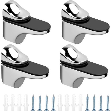 4Pcs Support de Tablette en Verre Réglables Pince à Verre en Alliage de Zinc Supports d'Étagère en Verre Fixation Murale avec Vis Tubes d'Expansion pour Verre d'Épaisseur 3-20 mm Planche Bois (1/5)